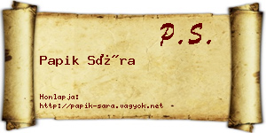Papik Sára névjegykártya
