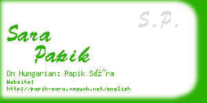 sara papik business card